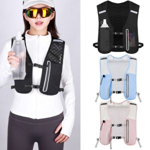 TI9P พร้อมที่วางโทรศัพท์ กระเป๋าเป้สะพายหลังวิ่ง สายรัดปรับได้ น้ำหนักเบา กระเป๋าใส่น้ำสำหรับการเติมน้ำ ใหม่ สะท้อนแสง ถุงน้ำ ปีนเขา วิ่ง ปั่นจักรยาน