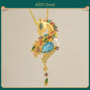 ASIX GOLD Unicorn Pendant Necklace 916 18K 24K Gold Plated Micro-set Zircon Vintage Modern Hypoallergenic Jewelry Tarnish Proof Lucky Gift for Women