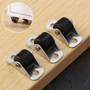 4PCS 0.5 Inch Silent Directional Drawer Sliders with Screw Furniture Side Mounted Directional Caster