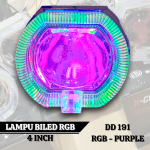 XCASE - Lampu Tembak Projie Biled 45 Inch Dengan Shroud RGB + Devil Laser Cut Off High Low 30W Full Aluminium Lampu Biled RGB 5 Kabel WaterProof Universal Motor Mobil