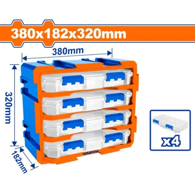 BỘ TỦ GỒM 4 HỘP NHỰA CHIA 13 NGĂN ĐỰNG LINH KIỆN 380X182X320M M WADFOW WTB8344 - HÀNG CHÍNH HÃNG