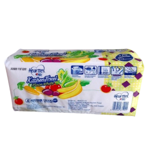 Hearttex Softpack Plain White Kitchen Towel 70 Sheets x 2 Ply (140 Sheets)[Size: 225 mm x 210 mm/sheet] - 1 Pack