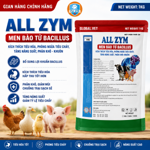Men tiêu hóa ALL ZYM 1KG Men Bào Tử Bacillus Kích Thích Tiêu Hóa Phòng tiêu chảy Tăng Năng Suất Chăn Nuôi