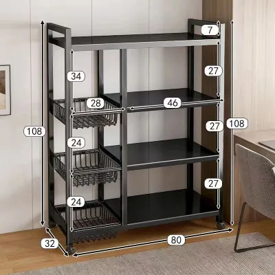 3/4/5 Layer Stainless Steel Kitchen Sliding Cabinet | Rak | egetable Storage Fruit Basket Rak | Kitchen Organizer Storage Rack