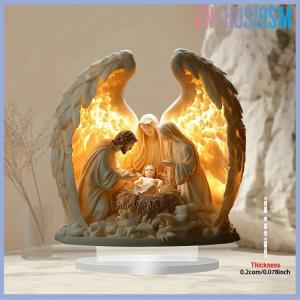 【Enthusiasm】🌟🌟【Hot Sale】🎈 2026ใหม่การประสูติของพระเยซูคริสต์วันเกิดฉากคริสต์มาสตั้งโต๊ะกลางโต๊ะ2D อะคริลิคแบนสำหรับตกแต่งบ้านสำนักงานตกแต่งงานปาร์ตี้
