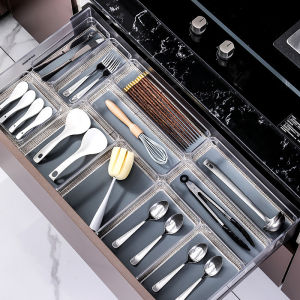 Drawer organizer Kitchen organizer Cutlery organizer Flatware Drawer Tray for Silverware Serving Utensils Multi-Purpose Storage for Kitchen Office Bathroom Supplies Kitchen Cutlery Finishing Storage Box Drawer Storage Organizer