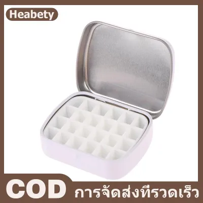 Heabety กล่องดีบุกสีน้ำแบบพกพาช่อง12 24ขนาดเล็กถาดใส่สีสำหรับเดินทางใส่สี