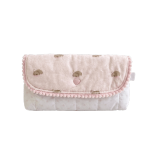 BEDDEH Polyester mềm mại Hộp đựng bút chì may chần hình chó con Chó Dễ Thương Dung lượng lớn Ví đựng tiền xu Phong cách đơn giản Viền trang trí bằng pom-pom Túi đựng bút chì Trường học