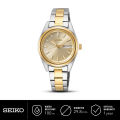 Jam Tangan Wanita Seiko Dress Watch SUR354P1 SUR354 Silver Gold Quartz Stainless. 
