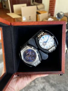 Gỗ [ BH 2 nam ]HƯƠNG ĐÁ Hộp xoay Lắc tích cót đồng hồ cơ Winder Watch