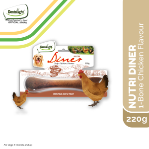 Nutri Diner 8 Inch Dental Bone Treat for Dogs - Chicken Flavor 220 Grams