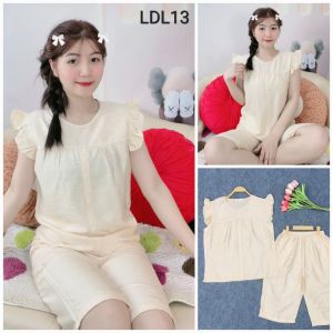 Quần áo nữ (Bunnysky) Đồ bộ mặc nhà mẫu lửng sát nách đũi lạnh hoạ tiết dễ thương