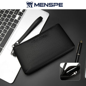 MENSPE Hand Bag Soft Hand Wallet Multi-Functional Large Capacity Handbag Zipper Wallet Retro Soft PU Long Business Purse Multi-Card Position ID Credit Cards Holders Coin Pouch