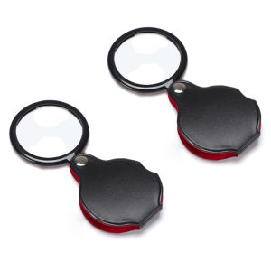 (60mm diameter)8X Small Magnifying Glass Portable Mini Pocket Magnifier Folding Magnify Glass with Rotating Protective Holster