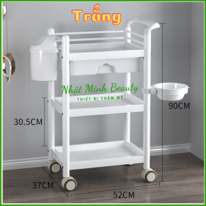 Xe đẩy nhựa 3 tầng spa có thùng rác | Kệ nhựa 3 tầng cao cấp | Kệ để đồ spa
