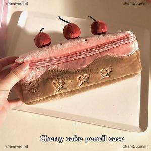 [COD] zhangyuqing Cute Plush Cherry Cake Pen Bag Exquisite Storage Large Capacity Student Advanced Stationery Korean Stationery Pencil Pouch