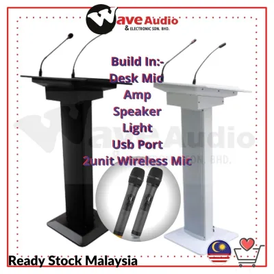Rostrum / Podium Pa System With Built In Speakers Amplifier 2xCordless Mic Desk Mic & amp Light Usb Port [𝗠𝘆𝘀𝘁𝗲𝗿𝘆 𝗚𝗶𝗳𝘁]