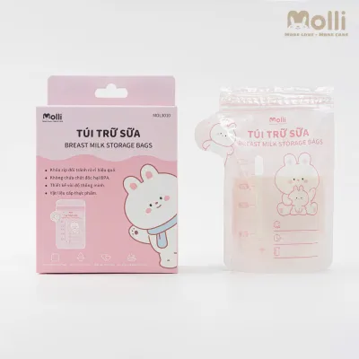 Túi Trữ Sữa Mẹ Molli 30PCS/Hộp Dung Tích 150ML Khóa Zip Không Chứa BPA Thiết Kế Vòi Đổ Thông Minh Bebi123shop