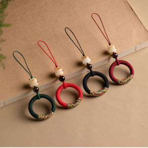 Chinese Style Lucky Cat Handwoven Ring Holder for Phone Earphone Keys