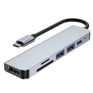 6 in 1 USB C HUB Type C To HDMI 4K High Speed USB 3.0 Ports SD/TF Card Reader For Laptop Computer