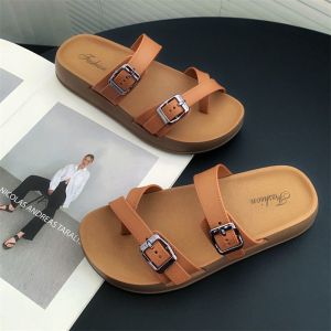 LM Women Two-Strap Flat Sandals Slip On Casual Flip Flop 2055A