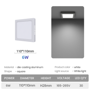 [With Gift]RONG RIVER Surface Downlight LED Ceiling 24W 18W 12W 6W Panel Light LED Ceiling Light For Kitchen Bathroom