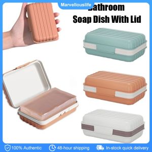 Bathroom Soap Dish With Lid Plastic Soaps Box Keeps Soap Dry Soaps Dish Leak-proof Soap Storage Case