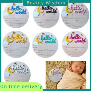 Beauty Wisdom Wooden Hello World Newborn Sign Cute Birth Announcement Board Baby Announcement