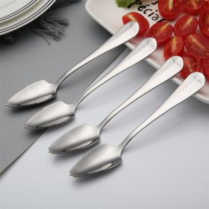 LINSBAYWU Mango Kitchen Stainless Steel Scraping Serrated Edge Fruit Puree Tool Baby Food Processer Grapefruit Spoon Kiwi Scoop