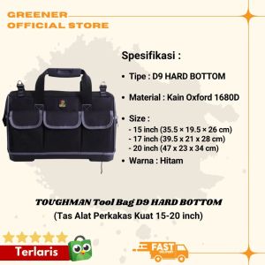 TOUGHMAN Tool Bag HARD BOTTOM 15 - 20 Inch Kain Oxford Tebal - Tas Alat Perkakas Kuat Anti Sobek Air