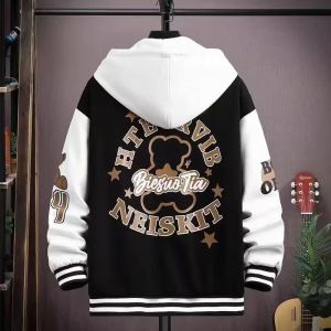 HAKARI แจ็คเก็ตชาย แจ็คเก็ตฤดูใบไม้ร่วงของผู้ชาย Casual Loose Baseball Wear สำหรับคู่รัก