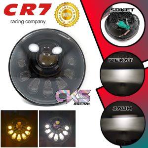 Headlamp LED Daymaker 7 Inch LED CR7  Model Bulat Motor / Mobil Waterproof Foglamp Mobil Motor Headlamp  LED Crystal Jepp Wrangler XSR Ninja R S Harley Royal Enfield W175