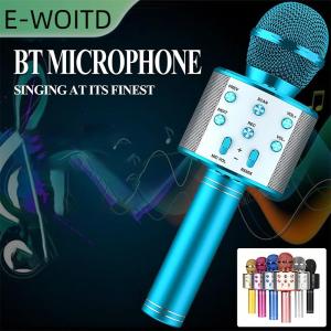 【E-WOITD】 ไมโครโฟนคาราโอเกะไร้สายไมค์สำหรับโทรศัพท์มือถือร้องเพลงบลูทูธคอนเดนเซอร์ mikrofon บลูทูธสมาร์ทโฟนเสียงดีเจขนาดเล็ก