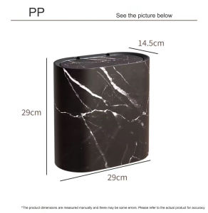Marble Wooden Pattern Plastic Trash Can with Lid for Bathroom Home School Office