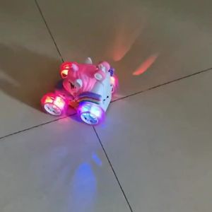 Unicorn Remote Control Car for Girls 360 ° Rotating 4WD Stunt RC Cars with Cute Lights Rechargeable Toys-Kid for Birthday Gifts