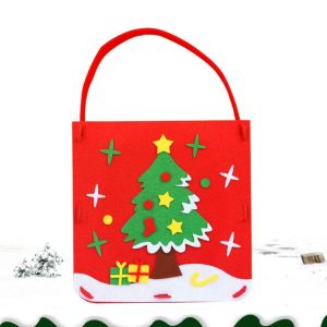 PENTU Non-woven Fabric DIY Xmas Candy Bag Santa Claus Snowman Christmas Bag Toy Montessori Handmade Portable Elk Handbag Kindergarten