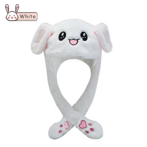 Fashion Moving Funny Ear LED Pinching Ear Cap Hand Pinching Up/Down Rabbit shaped Ear Cap Plush Moving Ear Hat