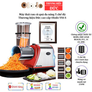 Máy thái rau củ quả đa năng 5 chế độ Thương hiệu Đức Olodo VSS-S Công suất 250W Lát cắt mịn và đẹp - HÀNG NHẬP KHẨU BẢO HÀNH 1 NĂM