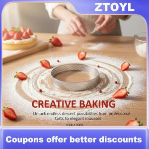 【ZTOYL】 Stainless Steel Mousse Cake Mold Heat-Resistant Perforated Round Tart Ring Cookies Pastry Circle Cutter Mold Baking Tools