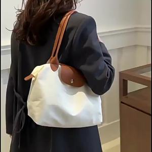 FE Longchamps Bag Textured Nylon Shoulder Bag Large Capacity Dumpling Bag Long Handle Womens Tote Bag Th Anniversary Classic Handbags