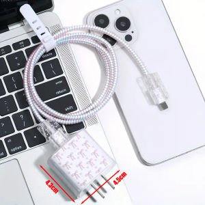 18/20W Phone Charger Protective Case For Apple Phone Transparent Bowknot Data Cable Winder Cable Protectors for IPhone 14 13