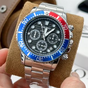 นาฬิกาข้อมือผู้ชาย SEIKO ดีไซน์สุดเท่ กระจกมิเนอรัล สายสแตนเลส พร้อมกล่องฟรี