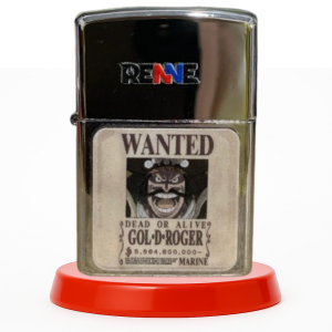 RENNE Korek Api Karakter Gol D Roger Wanted Poster Minyak Batu Sumbu Elegan Bahan Metal Premium