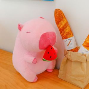 TSEVD Cloth Doll Pink Watermelon Capibara Plush Doll Soft Simulation Sport Capibara Plush Toys Cute Cute Doll Capibara Anime Fluffty Toy Birthday Gift