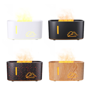 Decorative Flame Illusion Essential Oil Diffuser with Quiet Humidifying Function and Auto Shutoff Plastic Texture