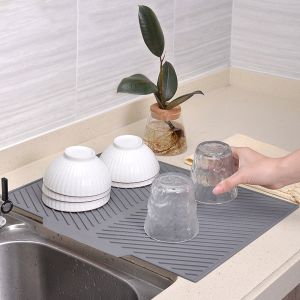 Silicone Dish Drying Mat Table Placemat Kitchen Folding Draining Rectangle Pad Anti-scald for Dishes