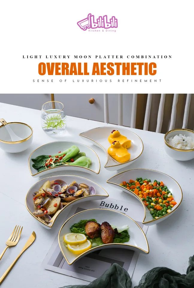 BILIBILI Moon Platter 1piece Light Luxury Dinner Plate Nordic