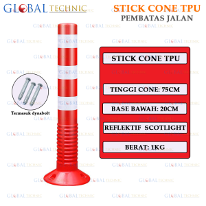 Safety Stick Cone T TOP Bollard Rubber / Pembatas Jalan Karet Rubber Fleksibel