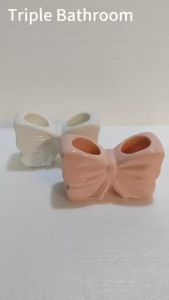 1pc Ceramic Bow Toothbrush Holder Ornament Ceramic Toothbrush Toothpaste Storage Rack Bathroom Accessories Brush Holder2026