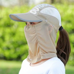 CPY Sun protection hat men and women UV sun protection hat riding folding breathable face fishing hat